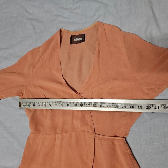 Reformation Wren Wran Wrap Mini Dress Women Size XL Peach - Picture 8 of 13